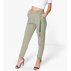 Boohoo High Waisted Green Tapered Trouser